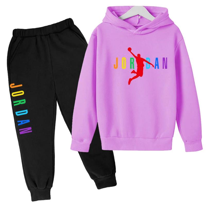 2-13 Anni Bambini e Bambine Abbigliamento Semplice Autunno Primavera 2 Pezzi Felpa+Pantaloni Stampa Lettere Tute Bambini Casual Set