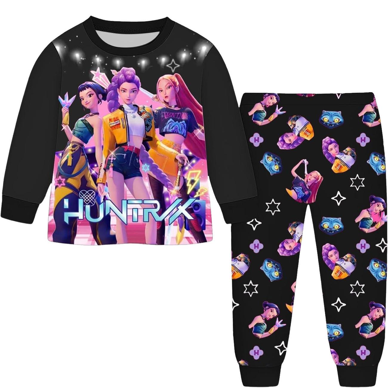 Multicolor Kids Long Sleeve Pajama Set Soft Cozy Sleepwear for Boys Girls 110cm