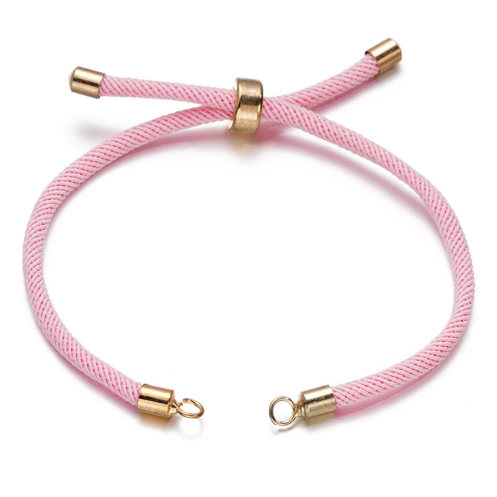 1pc Adjustable Nylon Braided Twisted Cords Slider Friendship Bracelets with Brass Cord End for Jewelry Making DIY Findings