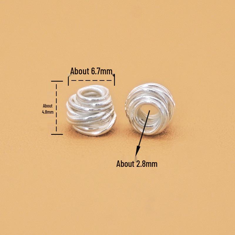 Thai Handmade Pure Silver Loose Beads Bracelet DIY Accessories