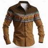 Western Tribal Pattern Long Sleeve Shirt, Stylish Buffalo Design
