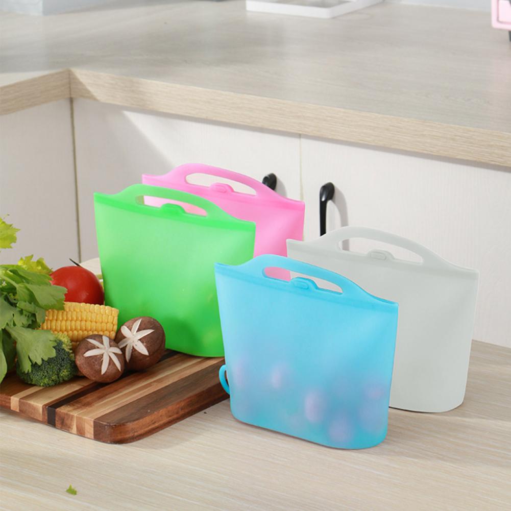 1L Silicone Storage Bag Food Preservation Organizer Fridge Fruit Storage Pouch Microwave Steam Disinfection Bag Food Heating Bag