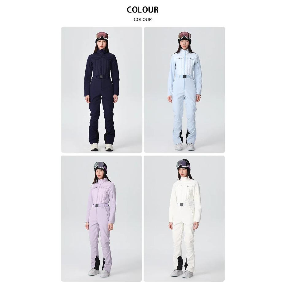 2025 Solid Body Fit Windproof Waterproof Ski Suit Outdoor Snowboard Sets Woman Thermal Breathable Snow Sports One Piece Clothing