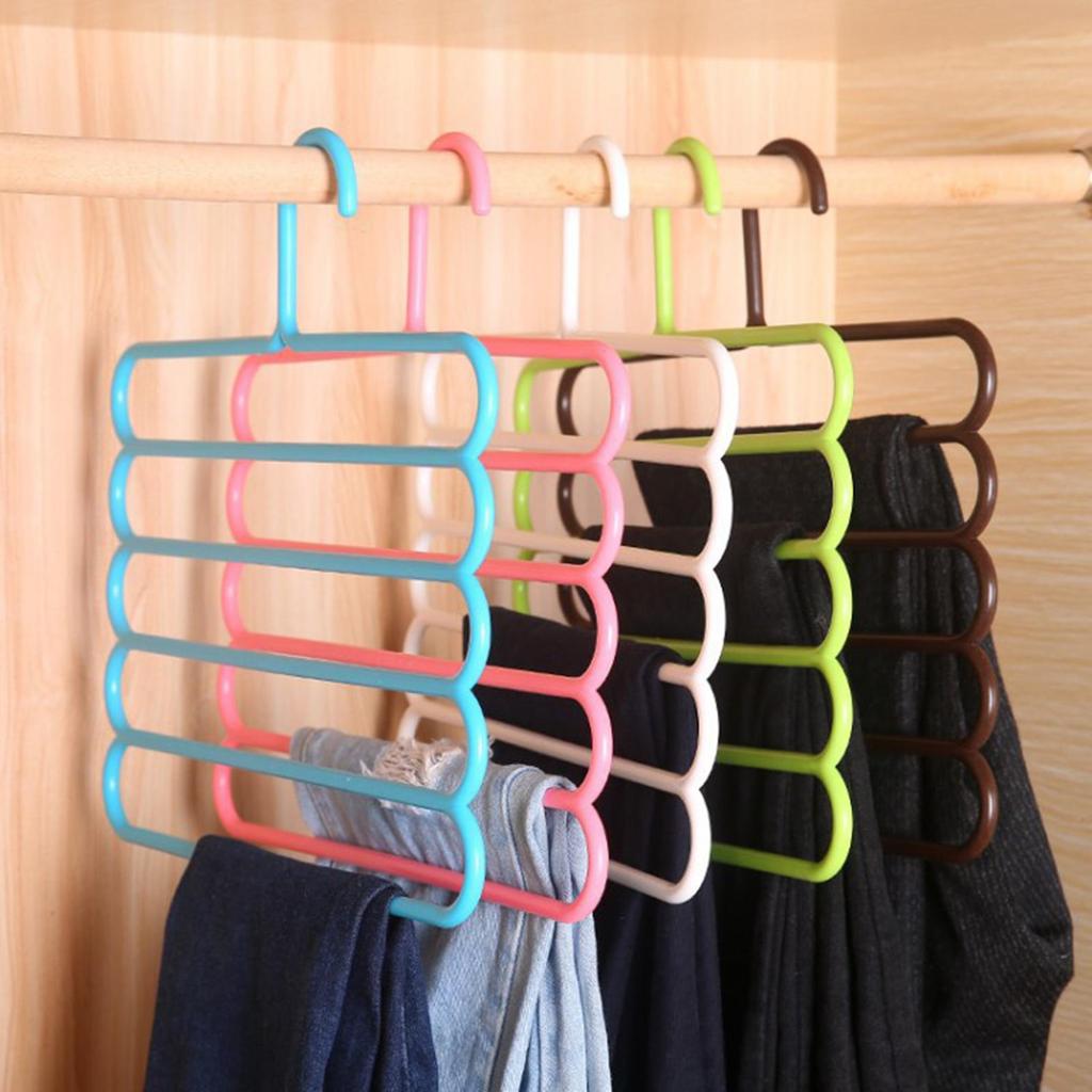 5 Layers Trousers Pants Hangers, Multifunctional Clothes Organizer, Space Saving,