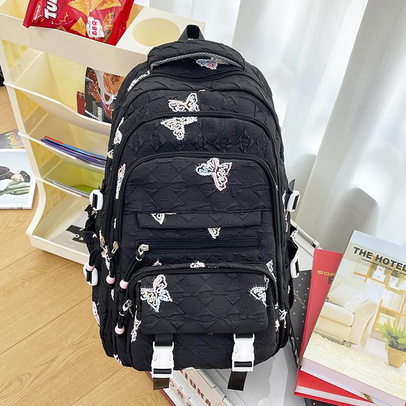 Schoolbag Female Junior High School Students' High capacity High School Students' Backpacks Are High Value  Light and Simple Backpacks.