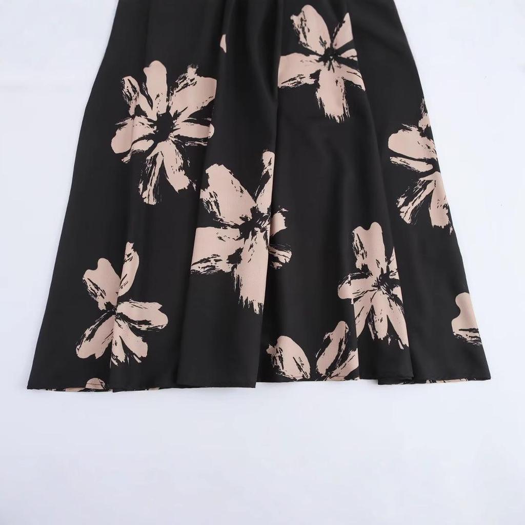 2025 Spring Women's European & American Style Print Waist Dress