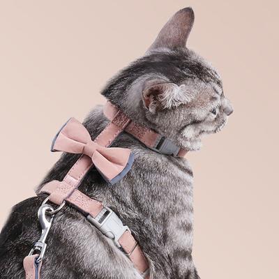 Pet Traction Rope Stylish Soft Cotton Bowknot I-shaped Pet Harness Set