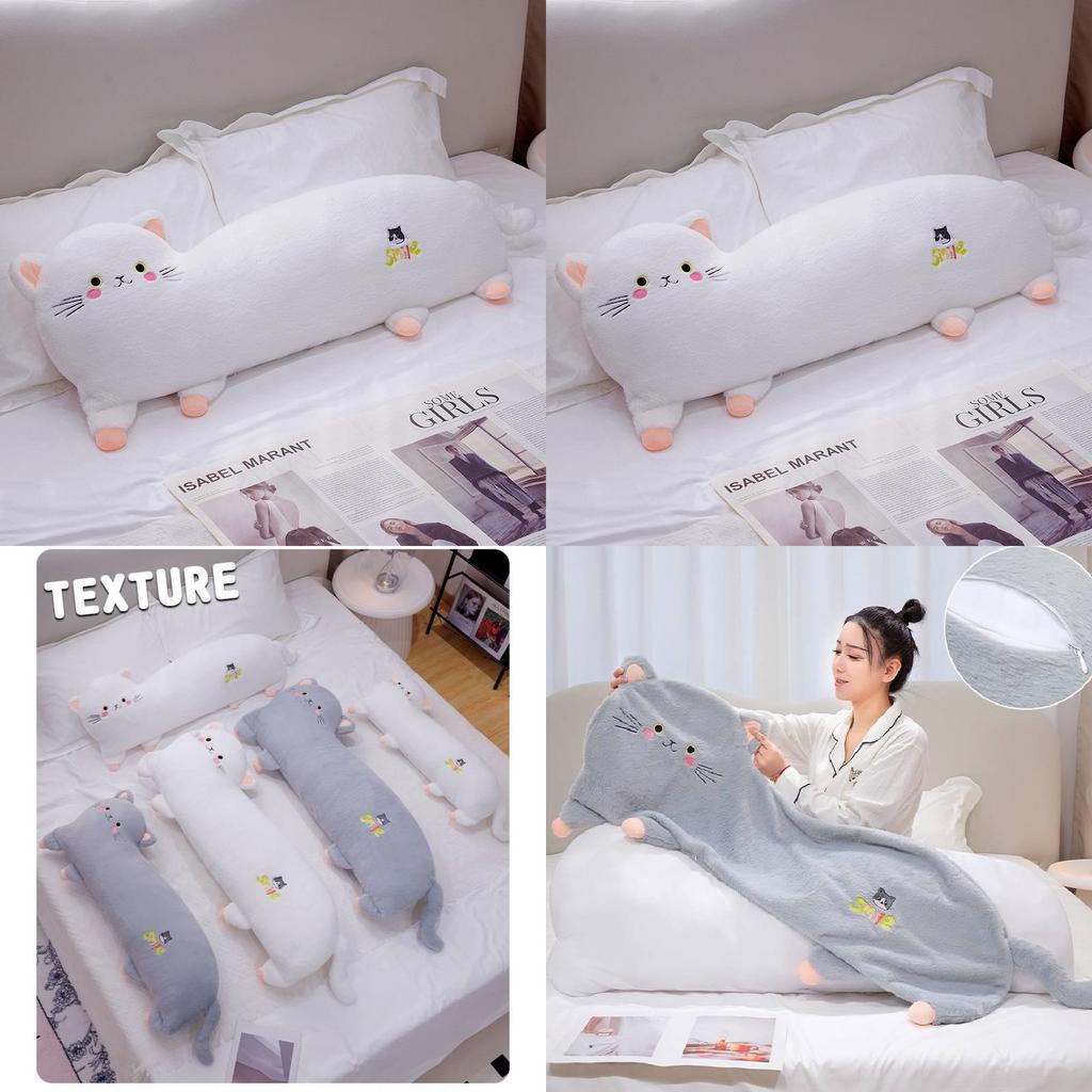 Plush Cat Cartoon Toy Stuffed Doll Sleeping Bed Headrest Decoration Gift Kids