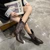 New Style Women's High Quality Block Heels Mid-calf White Cowboy Boots Women Vintage Country Concert Western Boots Shoes