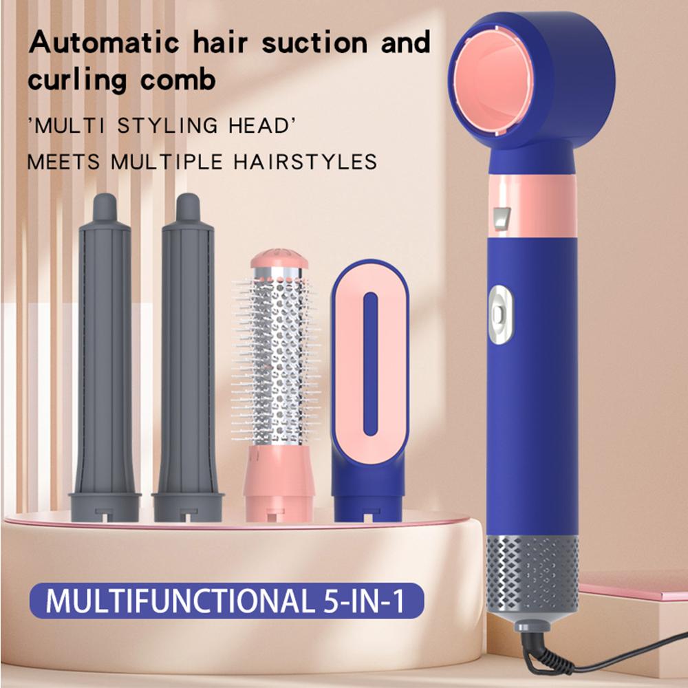 Professional 5-in-1 Hair Dryer Brush Curling Iron with Fast Heating Diffuser & Comb Attachments for Hair Styling