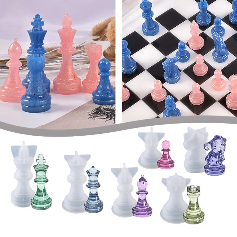 1 Set Diy Drop Glue International Chess Crystal Epoxy Resin Mold 3D Chess Piece Silicone Mould Accessories