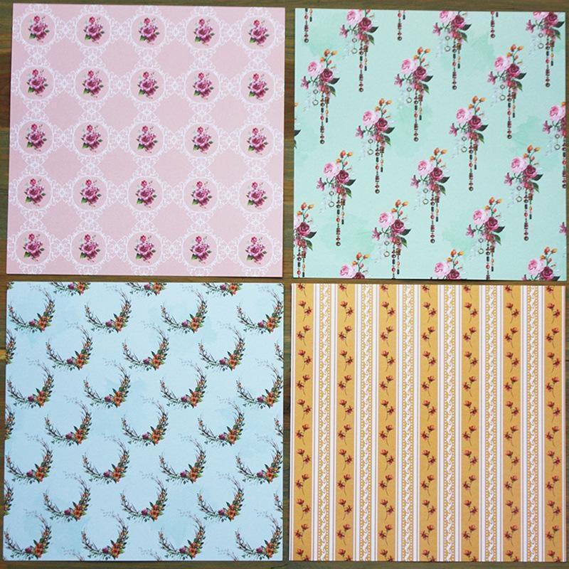24 Sheets Flower Craft Paper Pads Cutting Dies Art Background Origami Scrapbooking Card Making