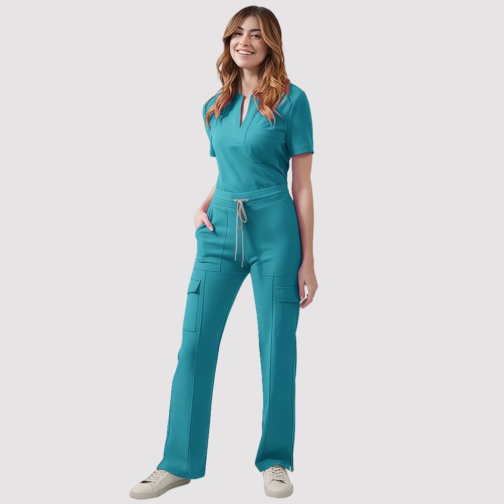 Hospital Nurse Scrub Hand Wash Clothes Women's V-neck Casual Top Pants Set Work Clothes Brush Hands