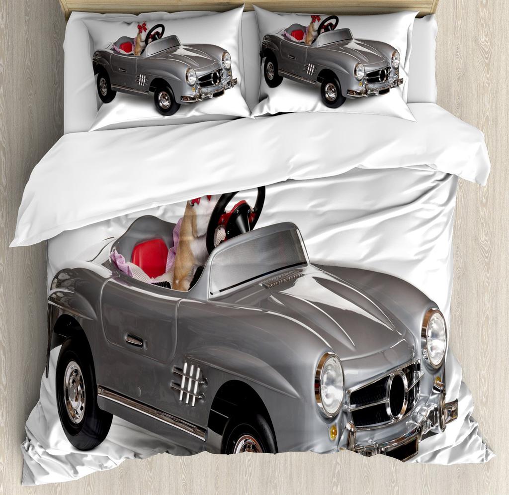 Niedliches Chihuahua Hund Bettbezug SetMädchen Chihuahua Mode Brille Schleifen WelpenBettwäsche Sets Einzelbett Einzelbett KingsizeBlassrosa