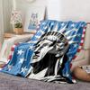 American Flag & Statue of Liberty Flannel Blanket, Patriotic USA Pattern Throw, Soft Cozy for Home Decor, Warm Sofa Couch Gift