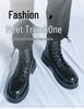 Men's Plus Size Retro High-Top Leather Martin Boots - Thick Sole, Lace-Up, and Wear-Resistant for Height-Increasing Workwear.