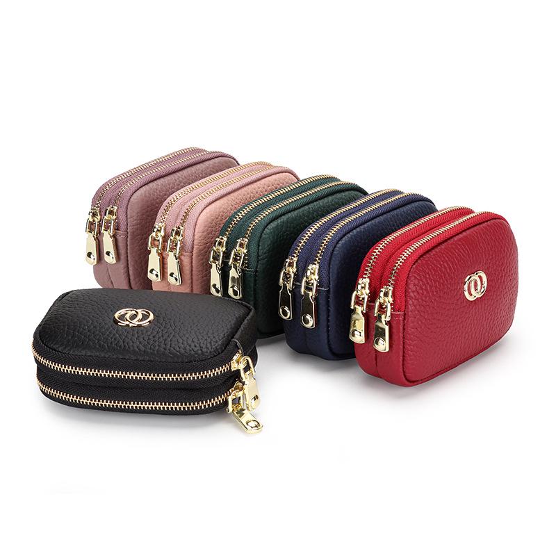 Damen Mini Clutch Geldbörse aus echtem Leder - Koreanischer Stil Mode Tasche für Lippenstift und kleine Gegenstände