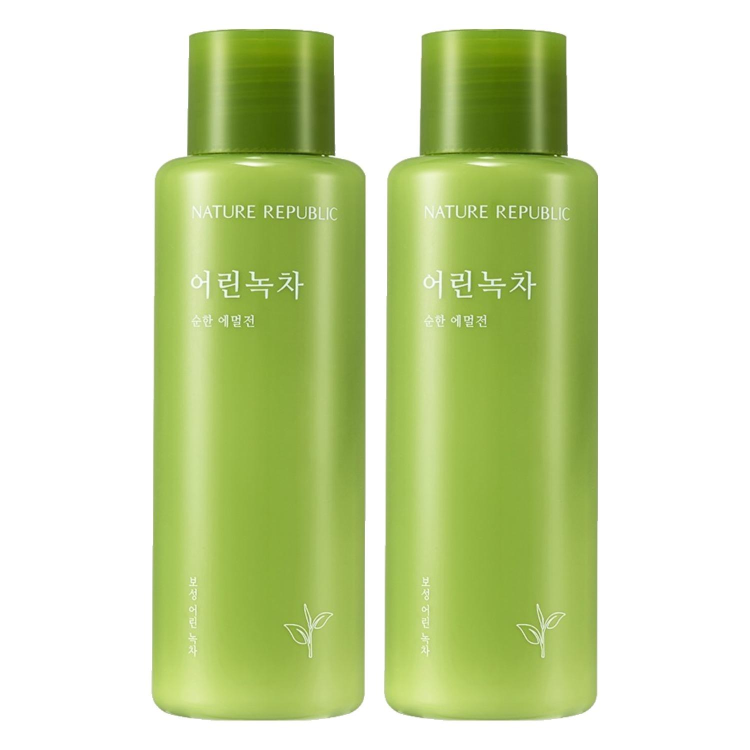 Nature Republic Young Green Tea Mild Emulsion Hydrating & Soothing Facial Lotion 155ml (Pack of 2)