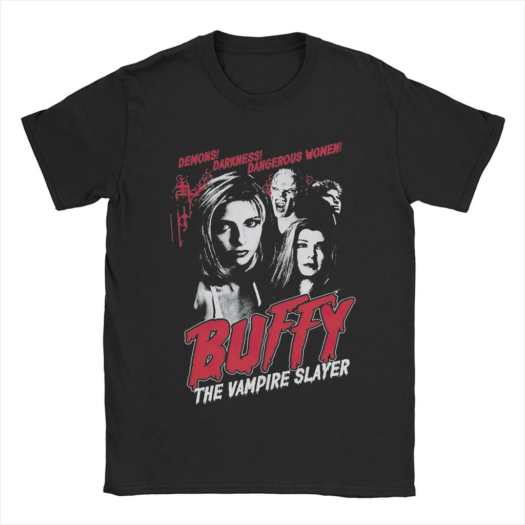 Buffy Vampire Slayer Spike T-shirt Women Novelty Round Collar Short Sleeve Graphic Tees Vintage Streetwear Casual Summer Top