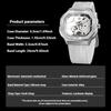 Forsining Mens Skeleton Automatic Self Wind Mechanical Movement Watches Waterproof Luminous Square Dial Silicone Strap Wrist Watch