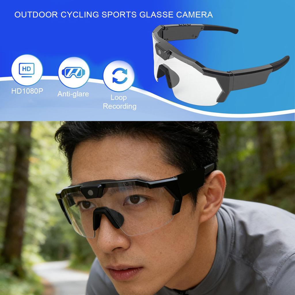 Yanmis Cycling Glasses with 12MP 1080P HD Smart Camera Glasses with Lens and Image for Outdoor Sports and Lifestyle Recording Camera, Wide-Angle
