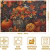 Pumpkin Maple Leaf Bird Fall Placemats Set of 4 Autumn Thanksgiving Seasonal Holiday Harvest Linen Table Mats Orange Brown Washable Place Mats for