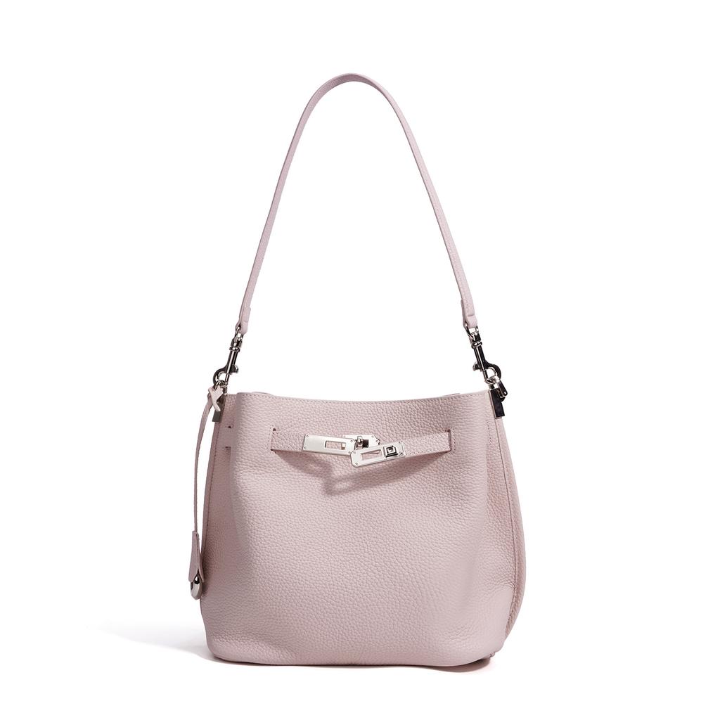 New lychee pattern bucket bag fashionable women's messenger bag women's solid color fashionable versatile leather shoulder armpit bag