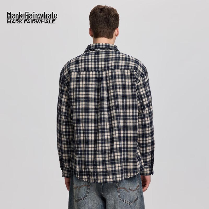 Mark Fairwhale Men's Vintage Plaid Linen Casual Shirt Jacket