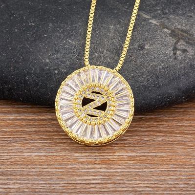 

Nidin Name Initials A-Z 26 Zircon Letters Necklace Gold Color Alphabet Clavicle Chain Choker For Women Pendant Collar Jewelry