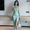 Improved cheongsam long dress-style Spice Girl high temperament thin neck dress women's summer sleeveless knee skirt