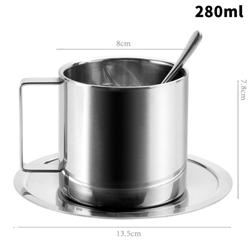 Vintage Stainless Steel Coffee Mug Cups Delicate Coffee Cup And Saucer Set Flower Tea Mug Home Coffeeware Espresso Cups
