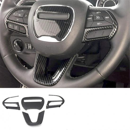 Car Steering Wheel Cover Trim Interior Decoration Accessories Carbon Fiber Look for Dodge Challenger Charger GT RT Hellcat Daytona 2015-2021