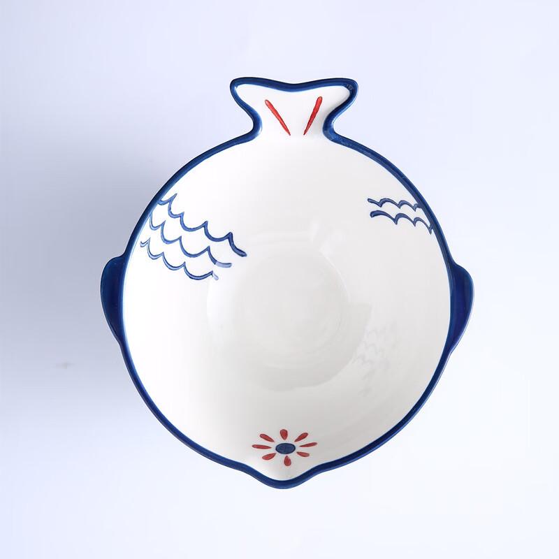 

ZISIZ Japanese Retro Fish Ceramic Soup Bowl