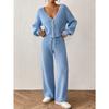 Women S Two Piece Set Long Sleeve Open Front Cardigan Wide Leg Pants Solid Color