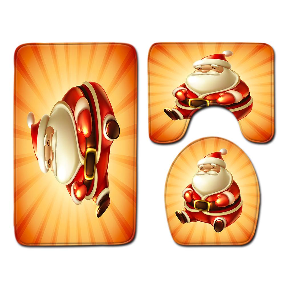 Christmas Bathroom Floor Mat Toilet Three-Piece Set