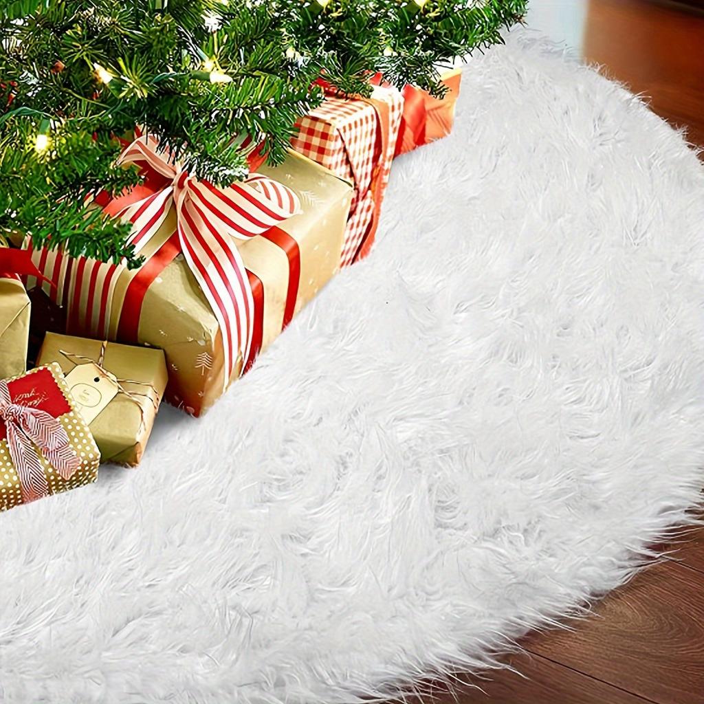 1pc 78cm 30.7inch White Snow Plush Christmas Tree Skirt Festive Christmas Tree Decor XmasTree Ornaments