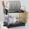 COYI Dish Drainer, 2-Tier, Stainless Steel, Rust-Proof, Automatic Drainage, Dish Drying, Dish Rack, Large Plate, Pot Lid Stand, Chopstick Holder, Cutt