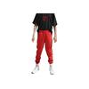 Calças Esportivas de Tricô Li Ning Cor Sólida Cintura Elástica Design Unissex Vermelho Touro AKLNB69-3