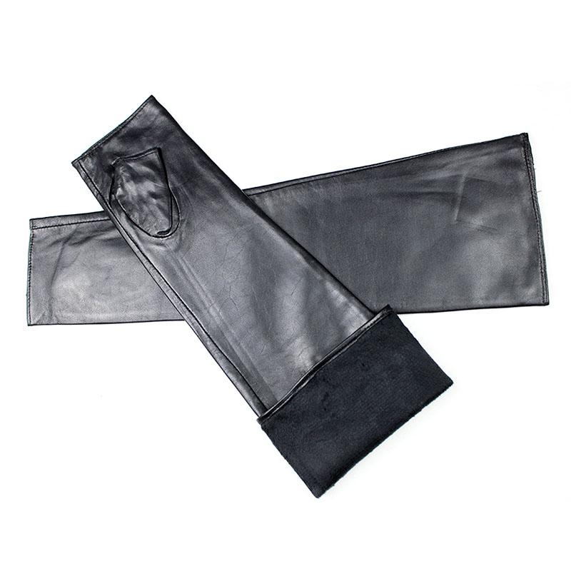 

38cm Long Sheepskin Fingerless Gloves Women s Half Finger Gloves Ladies Fashion All-match Autumn Warm Leather Sleeves 8 1/2