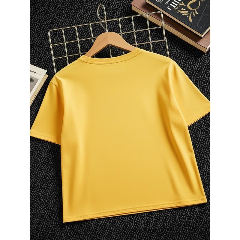 European Sizes Skateboard White Black Text Cotton Boys T-Shirt Boys Creative T-Shirt, Casual Weight Comfortable Short Sleeve Top, Summer Clothing