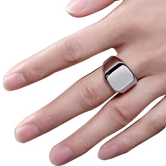 Night Club Punk Square Men Smooth Band Wide Finger Ring Jewelry Birthday