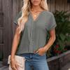 Womens Tops Short Sleeve V T-Shirt Blouse Dressy Causal Eyelet Embroidery Summer Fashion Clothes