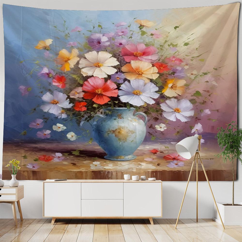 Plant And Flower Tapestry Wall Hanging Bohemian Retro Hippie Dormitory Bedroom Home Wall Decoration Outdoor Beach Mat Bed Sheets