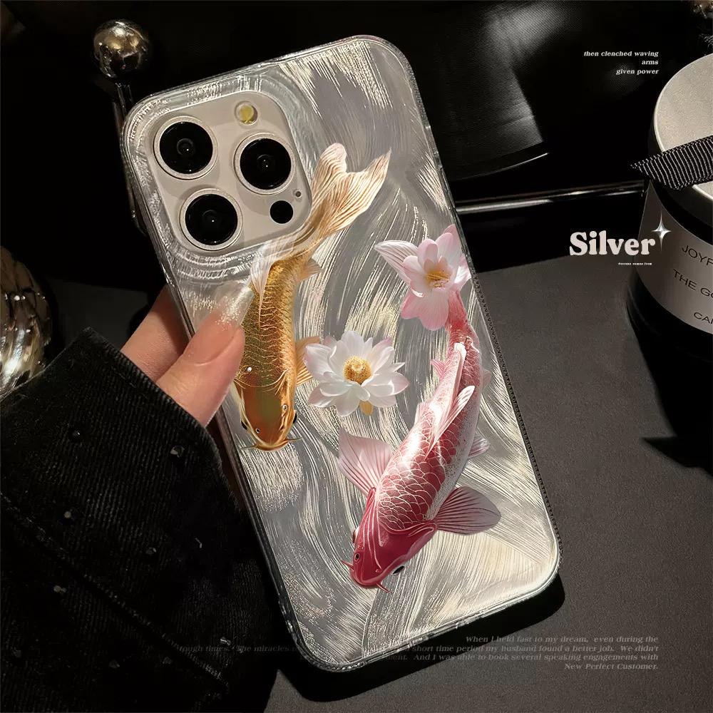 Koi Good Luck pattern Phone Case For iPhone 17 Pro 15 16 14 13 12 11 Pro Max 17e 16e 8 7 Plus XR XS X Sliver Soft Drop Cover