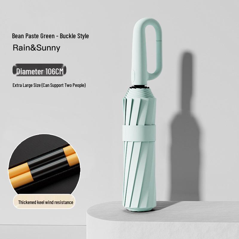 Automatic Buckle Women’s Umbrella: Windproof, Reinforced, Sun & Rain UV Protection