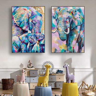 Toile de peinture d'éléphant abstraite, affiches et imprimés d'animaux, Graffiti coloré, images d'art murales, décoration de salon, de maison, sans cadre