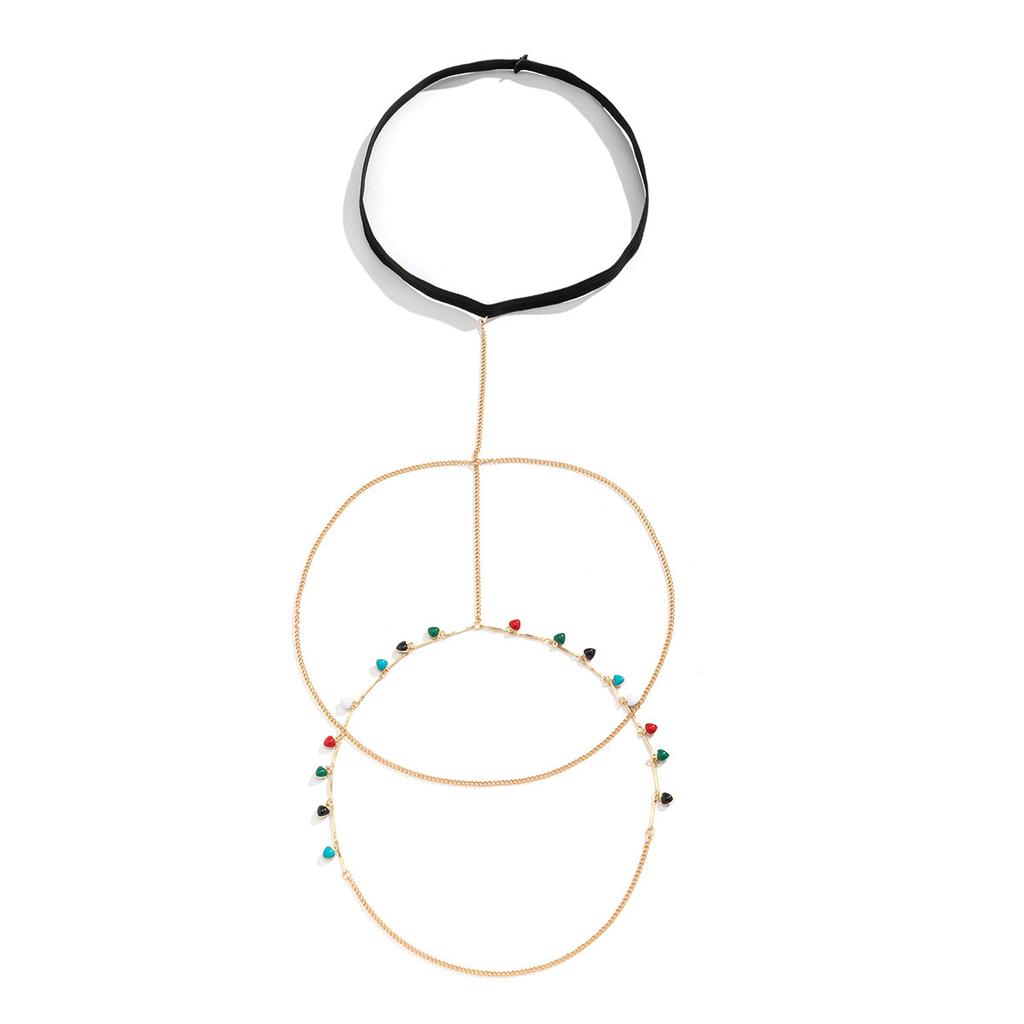 Accessories, Sexy Beach Round Tassel Body Chain Women, Nightclub Color Double Chain Thigh Chain