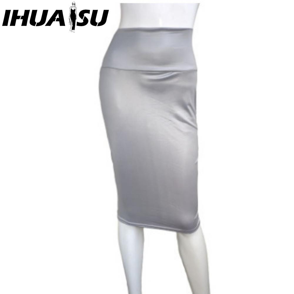 IHUASU Women's Fashion Casual Back Slit Solid Color Print Summer Spring Skirt