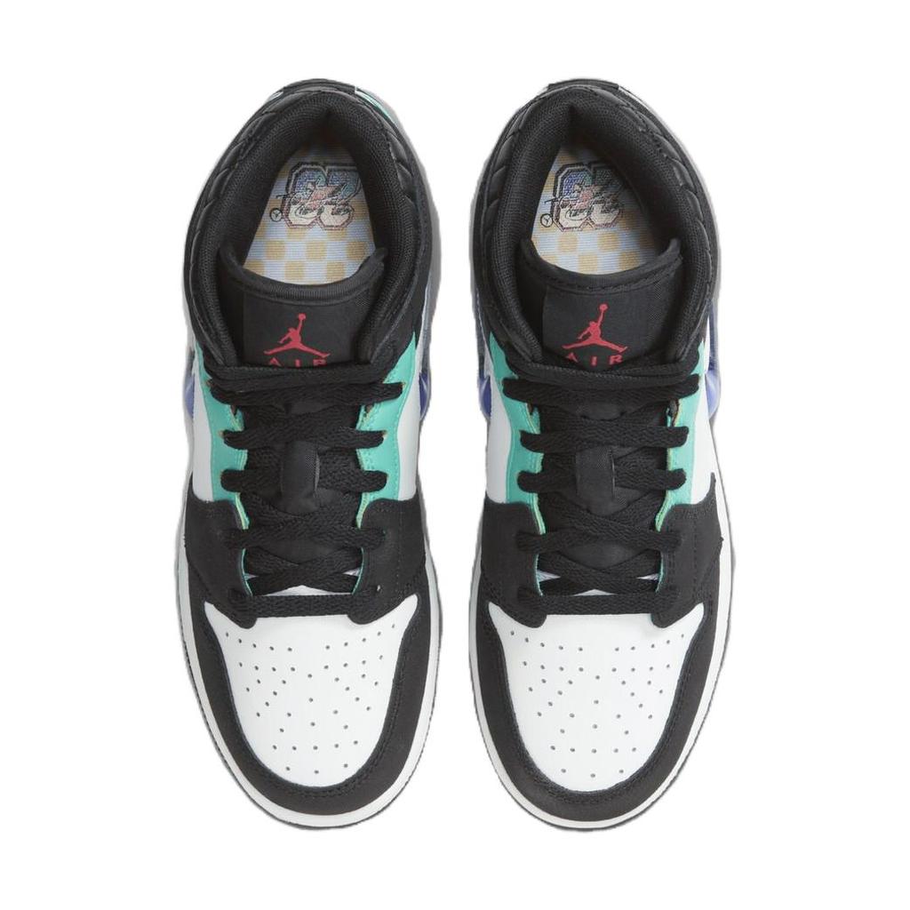 Air Jordan 1 Mid SE GS Formula 23 Pack Kids Sneakers Black White Hyper-Jade FQ8095-001