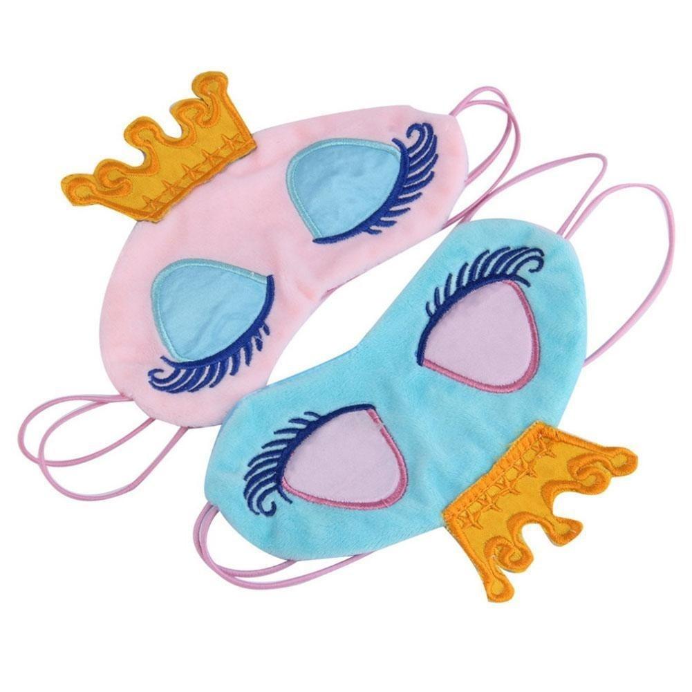 Cute Eyes Cover Crown Style Travel Sleeping Blindfold Shade Eye Mask (Color:Light blue,Pink)